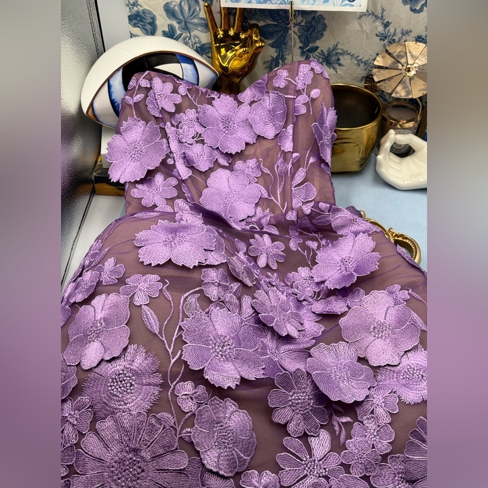 🆕 BRONX & BANCO 🧿 NWOT Jasmine Maraya Lilac Mini Dress - Sz XS US 2 - Picture 14 of 16